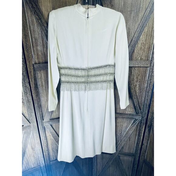 Lillie Rubin 1960s Beaded Ivory White Cream Dress Wedding Bridal Madmen Party - Picture 3 of 14